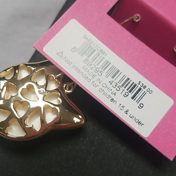 Betsey Johnson cat pearl face dangle Earrings - Picture 3 of 4